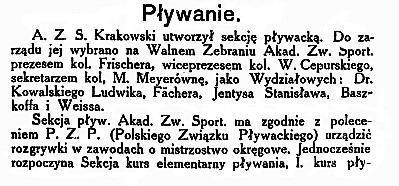 O powołaniu sekcji informował Przegląd Sportowy" nr 26 z 30 VII 1922 r , s. 7.